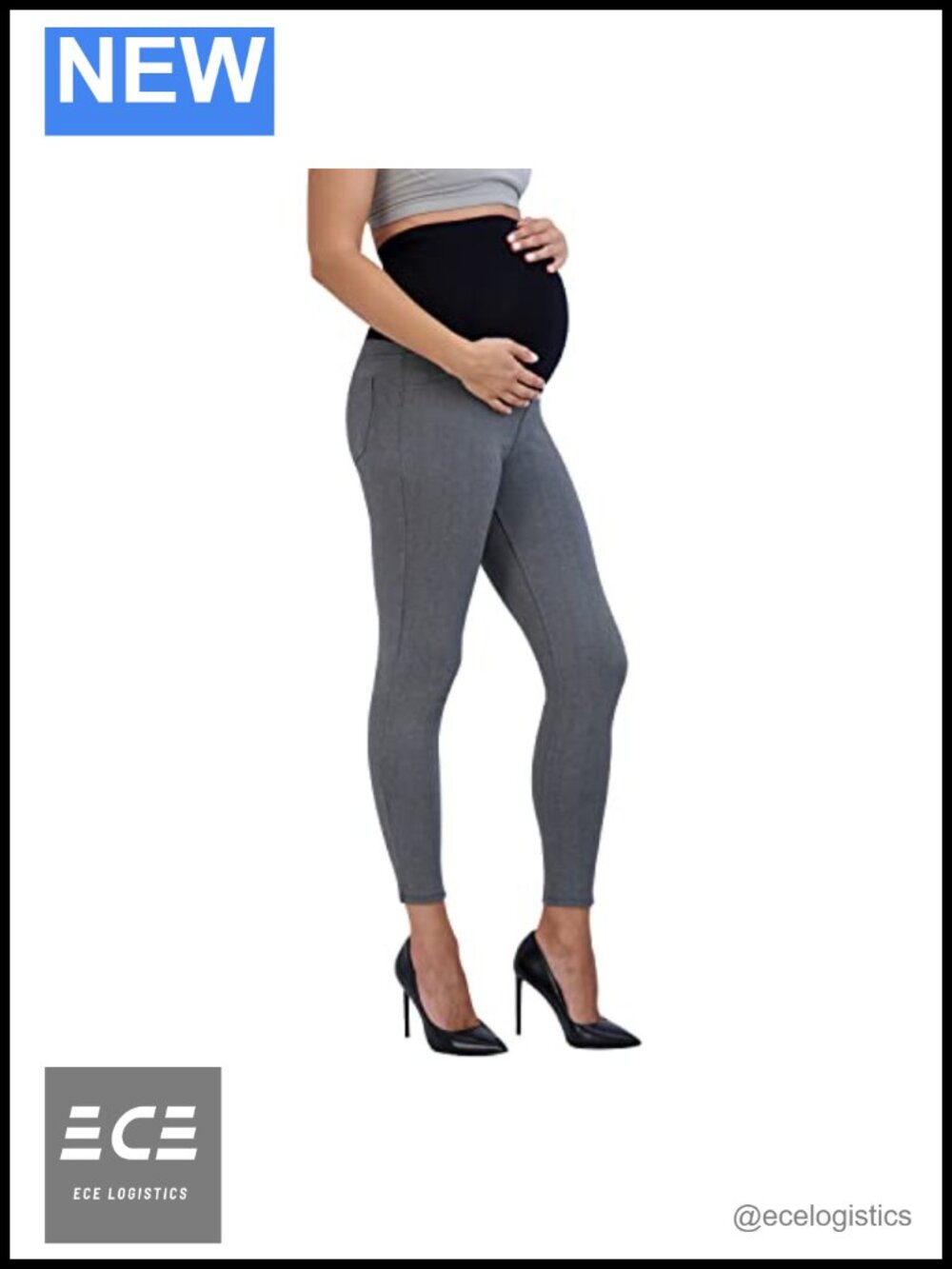 Maternity Ponte Leggings with Pockets Full Length Skinny Fit Pull On